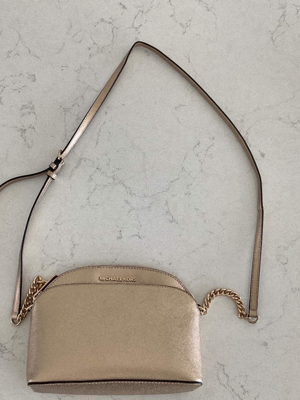 Michael Kors Gold Saffiano Crossbody Bag – Like New!